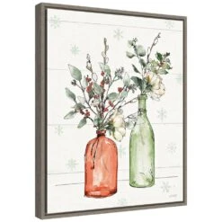 16 In. W X 19.62 In. H Modern Farmhouse II Christmas Floral Vase Christmas Holiday Framed Canvas Box Wall Art -Northlight Shop amanti art christmas wall decorations 38865448024 c3 1000