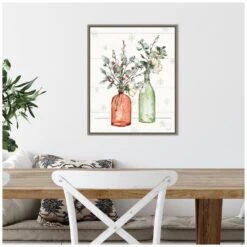 16 In. W X 19.62 In. H Modern Farmhouse II Christmas Floral Vase Christmas Holiday Framed Canvas Box Wall Art -Northlight Shop amanti art christmas wall decorations 38865448024 fa 1000