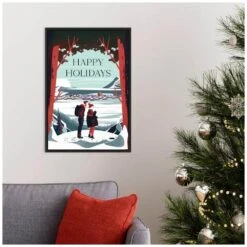 23.25 In. H X 16 In. W Canvas Happy Holidays Christmas Holiday Framed Box Wall Art -Northlight Shop amanti art christmas wall decorations 38865448151 31 1000
