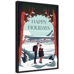 23.25 In. H X 16 In. W Canvas Happy Holidays Christmas Holiday Framed Box Wall Art -Northlight Shop amanti art christmas wall decorations 38865448151 c3 1000