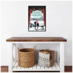 23.25 In. H X 16 In. W Canvas Happy Holidays Christmas Holiday Framed Box Wall Art -Northlight Shop amanti art christmas wall decorations 38865448151 fa 1000