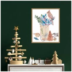 16 In. W X 19.62 In. H Warm Wishes IV Christmas Holiday Framed Canvas Box Wall Art -Northlight Shop amanti art christmas wall decorations 38865448820 31 1000