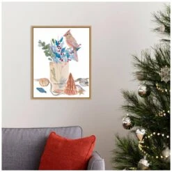 16 In. W X 19.62 In. H Warm Wishes IV Christmas Holiday Framed Canvas Box Wall Art -Northlight Shop amanti art christmas wall decorations 38865448820 44 1000