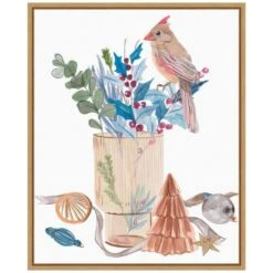 16 In. W X 19.62 In. H Warm Wishes IV Christmas Holiday Framed Canvas Box Wall Art