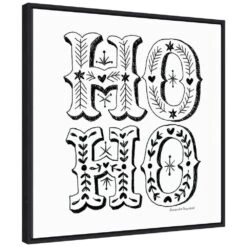 22 In. Canvas Ho Christmas Holiday Framed Box Wall Art