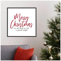 22 In. Canvas Merry Christmas To All Script Christmas Holiday Framed Box Wall Art -Northlight Shop amanti art christmas wall decorations 38865456248 31 1000