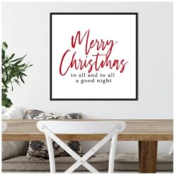 22 In. Canvas Merry Christmas To All Script Christmas Holiday Framed Box Wall Art -Northlight Shop amanti art christmas wall decorations 38865456248 44 1000