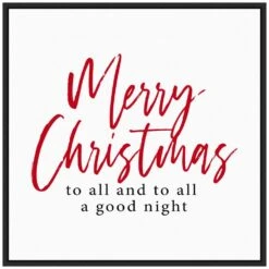 22 In. Canvas Merry Christmas To All Script Christmas Holiday Framed Box Wall Art -Northlight Shop amanti art christmas wall decorations 38865456248 c3 1000