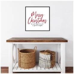 22 In. Canvas Merry Christmas To All Script Christmas Holiday Framed Box Wall Art -Northlight Shop amanti art christmas wall decorations 38865456248 fa 1000