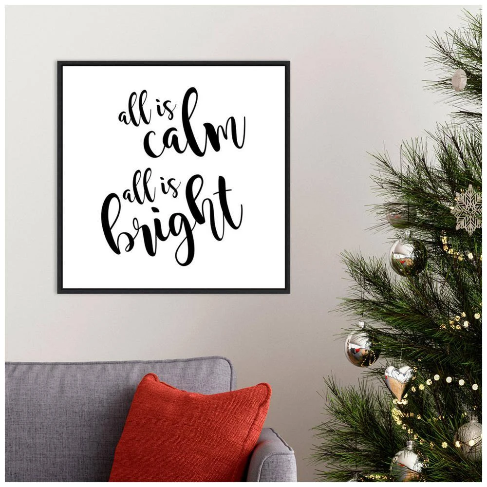 22 In. All Is Calm Script Black Christmas Holiday Framed Canvas Box Wall Art 8 22 In. All Is Calm Script Black Christmas Holiday Framed Canvas Box Wall Art - Image 8
