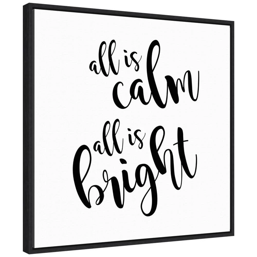 22 In. All Is Calm Script Black Christmas Holiday Framed Canvas Box Wall Art 3 22 In. All Is Calm Script Black Christmas Holiday Framed Canvas Box Wall Art - Image 3