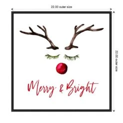 22 In. Reindeer Merry And Bright Christmas Holiday Framed Canvas Box Wall Art -Northlight Shop amanti art christmas wall decorations 38865456252 1f 1000