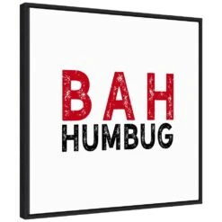 22 In. Bah Humbug Red And Black Christmas Holiday Framed Canvas Box Wall Art -Northlight Shop amanti art christmas wall decorations 38865456254 c3 1000
