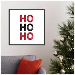 22 In. Ho Ho Ho Red Black Christmas Holiday Framed Canvas Box Wall Art -Northlight Shop amanti art christmas wall decorations 38865456255 31 1000