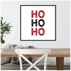 22 In. Ho Ho Ho Red Black Christmas Holiday Framed Canvas Box Wall Art -Northlight Shop amanti art christmas wall decorations 38865456255 44 1000