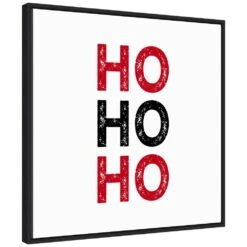 22 In. Ho Ho Ho Red Black Christmas Holiday Framed Canvas Box Wall Art -Northlight Shop amanti art christmas wall decorations 38865456255 c3 1000