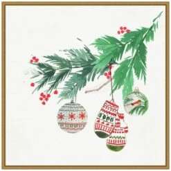 22 In. Christmas Morning Christmas Holiday Framed Canvas Box Wall Art