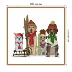 22 In. Christmas Dogs Winter Sports Fans Christmas Holiday Framed Canvas Box Wall Art -Northlight Shop amanti art christmas wall decorations 38865456305 1f 1000