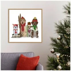 22 In. Christmas Dogs Winter Sports Fans Christmas Holiday Framed Canvas Box Wall Art -Northlight Shop amanti art christmas wall decorations 38865456305 31 1000