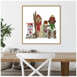 22 In. Christmas Dogs Winter Sports Fans Christmas Holiday Framed Canvas Box Wall Art -Northlight Shop amanti art christmas wall decorations 38865456305 44 1000