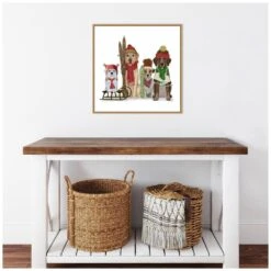22 In. Christmas Dogs Winter Sports Fans Christmas Holiday Framed Canvas Box Wall Art -Northlight Shop amanti art christmas wall decorations 38865456305 fa 1000
