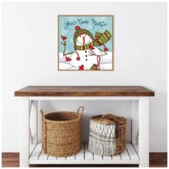 22 In. Snowplace Like Home V Christmas Holiday Framed Canvas Box Wall Art -Northlight Shop amanti art christmas wall decorations 38865456310 fa 1000