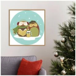 22 In. Canvas Happy Holidays II Christmas Holiday Framed Box Wall Art -Northlight Shop amanti art christmas wall decorations 38865456317 31 1000