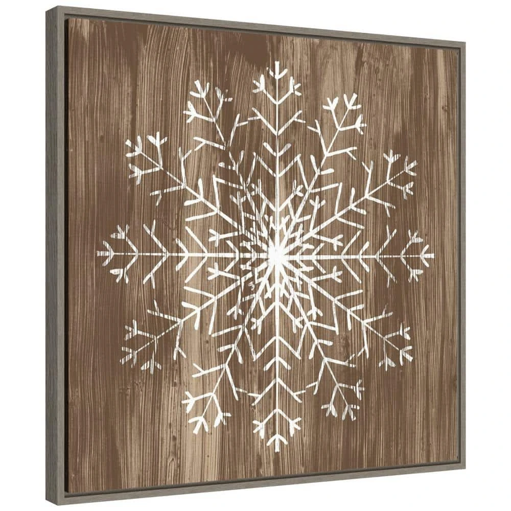 22 In. Barnwood Wonderland III Snowflake Christmas Holiday Framed Canvas Box Wall Art 3 22 In. Barnwood Wonderland III Snowflake Christmas Holiday Framed Canvas Box Wall Art - Image 3