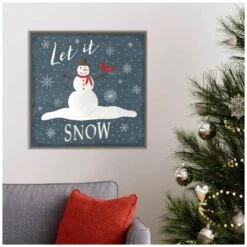 22 In. Christmas Cheer IV Let It Snow Christmas Holiday Framed Canvas Box Wall Art -Northlight Shop amanti art christmas wall decorations 38865456336 31 1000