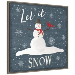 22 In. Christmas Cheer IV Let It Snow Christmas Holiday Framed Canvas Box Wall Art -Northlight Shop amanti art christmas wall decorations 38865456336 c3 1000