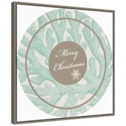 22 In. Canvas Coastal Christmas Collection C Christmas Holiday Framed Box Wall Art