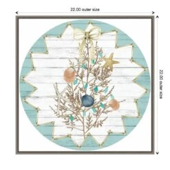 22 In. Seas And Greetings Collection G Christmas Holiday Framed Canvas Box Wall Art -Northlight Shop amanti art christmas wall decorations 38865456358 1f 1000