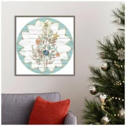 22 In. Seas And Greetings Collection G Christmas Holiday Framed Canvas Box Wall Art -Northlight Shop amanti art christmas wall decorations 38865456358 31 1000