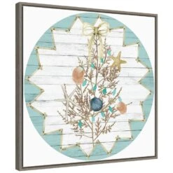 22 In. Seas And Greetings Collection G Christmas Holiday Framed Canvas Box Wall Art -Northlight Shop amanti art christmas wall decorations 38865456358 c3 1000
