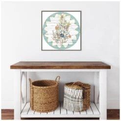 22 In. Seas And Greetings Collection G Christmas Holiday Framed Canvas Box Wall Art -Northlight Shop amanti art christmas wall decorations 38865456358 fa 1000