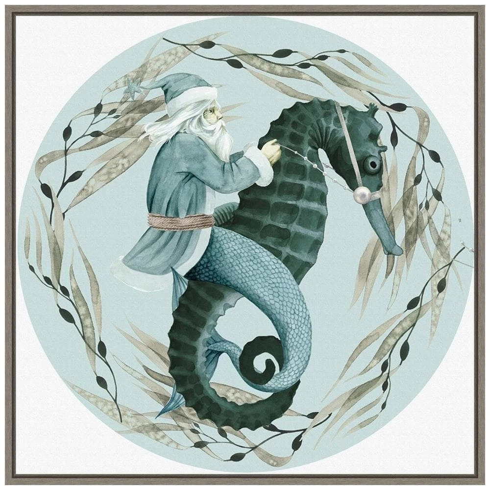 22 In. The Sea Santa Collection C Christmas Holiday Framed Canvas Box Wall Art 1 22 In. The Sea Santa Collection C Christmas Holiday Framed Canvas Box Wall Art