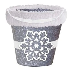 AMSCAN 3 In. X 3.75 In. Glitter Snowflake Bucket With Cello Bag (5-Pack)