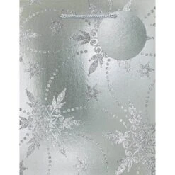 AMSCAN 9 In. X 7 In. X 4 In. Silver Snowflake Foil Bags With Glitter (15-Pack)