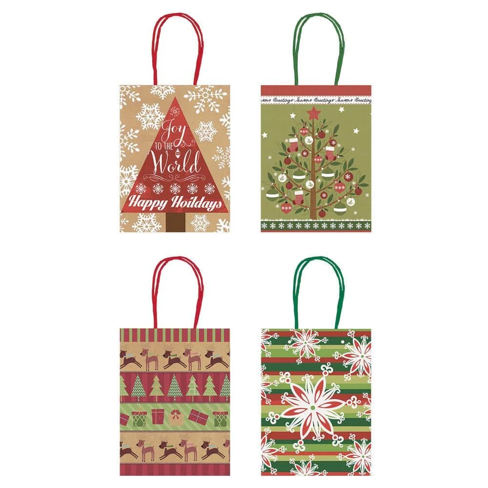 AMSCAN 7.75 In. X 6 In. X 3 In. Christmas Kraft Bag (4-Count, 5-Pack) 1 AMSCAN 7.75 In. X 6 In. X 3 In. Christmas Kraft Bag (4-Count, 5-Pack)