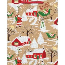 AMSCAN 9 In. X 7 In. X 4 In. Christmastime Kraft Bags With Glitter (18-Pack)