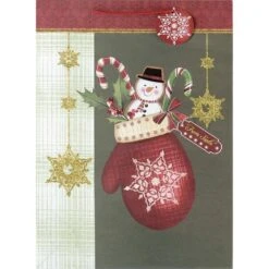 AMSCAN 18 In. X 13 In. X 5 In. Traditional Mitten Bags With Glitter (10-Pack)