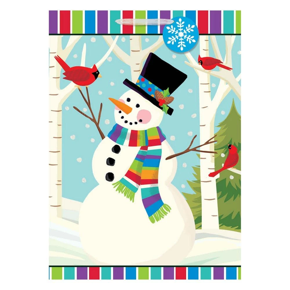 AMSCAN 28 In. X 20 In. X 7 In. Christmas Smiling Snowman Glitter Paper Jumbo Bag (5-Pack) 1 AMSCAN 28 In. X 20 In. X 7 In. Christmas Smiling Snowman Glitter Paper Jumbo Bag (5-Pack)