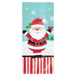 AMSCAN 9.5 In X 4 In. X 2 In. Christmas Jolly Santa Cello Small Party Bag (20-Count 7-Pack)