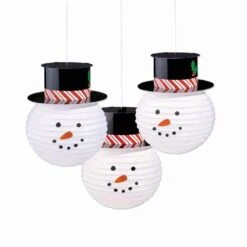 AMSCAN 12.5 In. X 9.5 In. Paper Snowman Lanterns With Hats (3-Count)