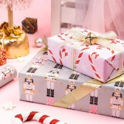 17 In. X 33 Ft. Christmas Wrapping Paper, Nutcracker And Candy Cane Printed For Chrsitmas Holiday Party Celebration -Northlight Shop angel sar christmas wrapping paper ra07vq77 31 1000