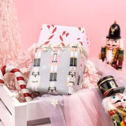 17 In. X 33 Ft. Christmas Wrapping Paper, Nutcracker And Candy Cane Printed For Chrsitmas Holiday Party Celebration -Northlight Shop angel sar christmas wrapping paper ra07vq77 4f 1000