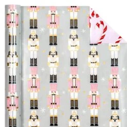 17 In. X 33 Ft. Christmas Wrapping Paper, Nutcracker And Candy Cane Printed For Chrsitmas Holiday Party Celebration -Northlight Shop angel sar christmas wrapping paper ra07vq77 c3 1000