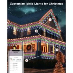 33 Ft. 299 LED Smart Icicle Lights Christmas W/58 Multicolor Modes Musical Modes Outdoor Waterproof Indoor Outdoor -Northlight Shop avatar controls christmas string lights absl18 10m 76 1000