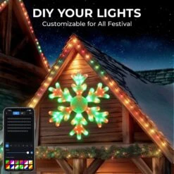 31.5 In. Big Snowflake Smart Lights Sparkleing DIY Color Changing Remote App Control 78 LED Prelit Window Hanging Lights -Northlight Shop avatar controls christmas window decorations absl69 44 1000