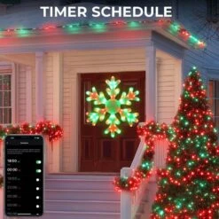 31.5 In. Big Snowflake Smart Lights Sparkleing DIY Color Changing Remote App Control 78 LED Prelit Window Hanging Lights -Northlight Shop avatar controls christmas window decorations absl69 fa 1000